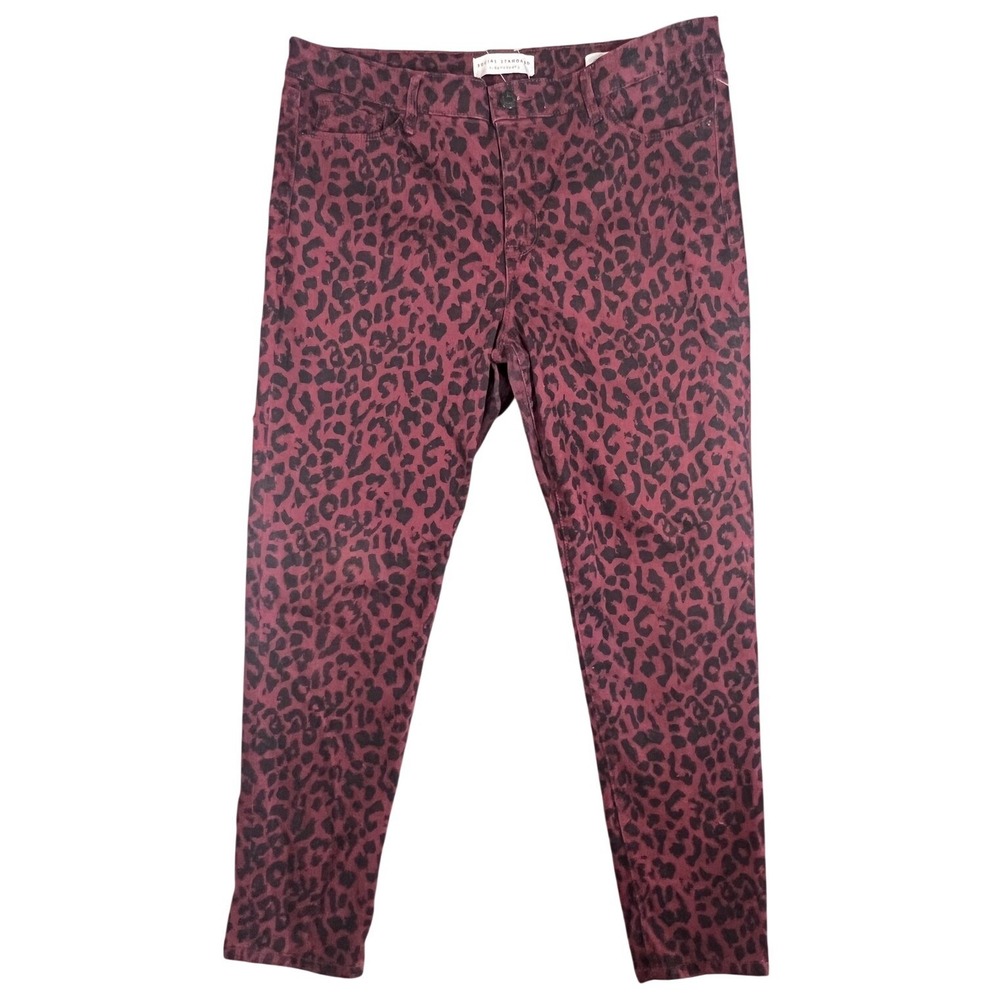 Social Standard by Sanctuary Women's Ankle Skinny Jeans Size 12 Maroon Leopard